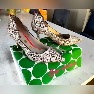 Boden Cheetah Print Mid Heels with Grosgrain Trim. 38.5